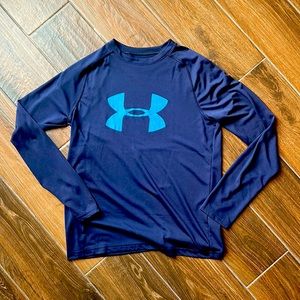 Under Armour, YXL, blue on blue dri-fit loose fit long sleeve t-shirt